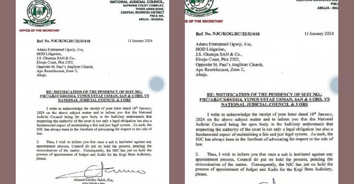 Legal Challenge: NJC Stops Gov. Bello’s Move To Make Wife, Cronies Judges In Kogi