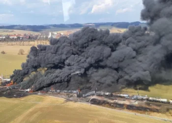 Massive Fire Erupts After Toxic Train Derailment in Czech Republic