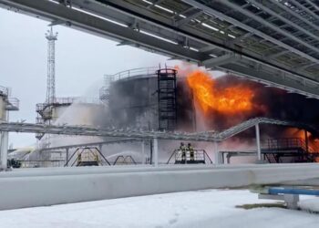Ukrainian Attack Sparks Fire at Russian Oil Refinery