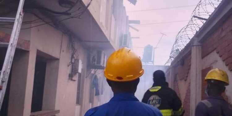 Fire Guts Sections of Ago Medical Centre in Okota, Lagos