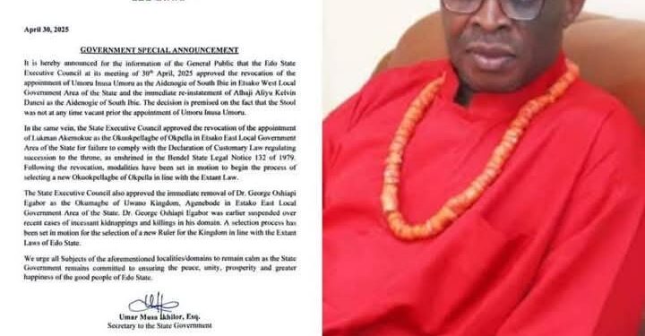 Edo Govt Sacks Okuokpellagbe, Aidenogie, Others in Major Shake-up