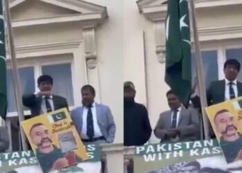 Pakistan Officer’s Throat-Slit Gesture at London Protest Sparks Outrage