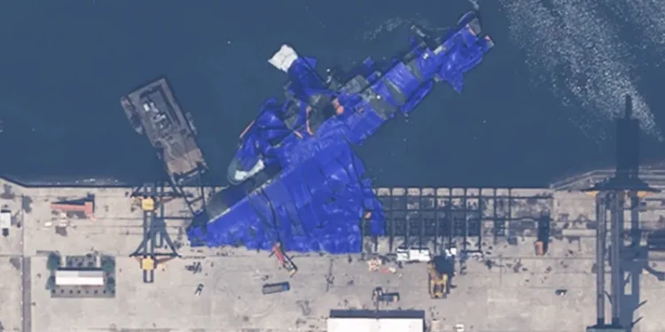 North Korean Warship Falls Over During Launch Attempt