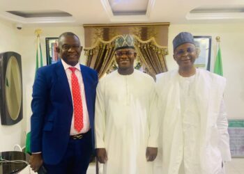 Yahaya Bello, CON, Receives Sen. Sunday Karimi, Suleiman Baba Ali