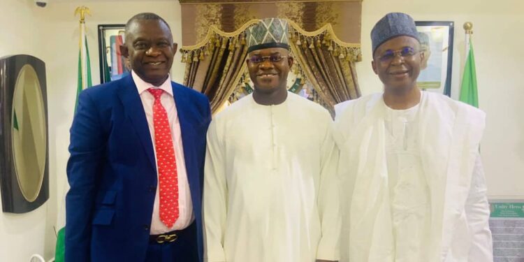 Yahaya Bello, CON, Receives Sen. Sunday Karimi, Suleiman Baba Ali