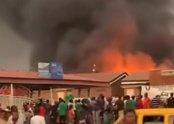 Fire Guts Arena Market in Lagos