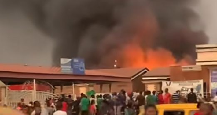 Fire Guts Arena Market in Lagos