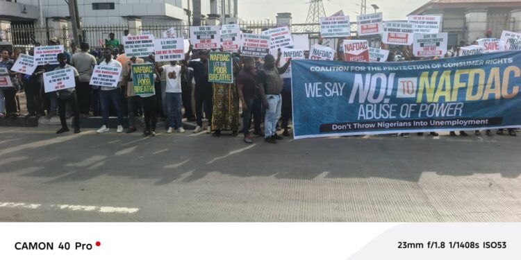 Protest Erupts at NAFDAC Lagos Office Over Planned Enforcement on Sachet Alcohol