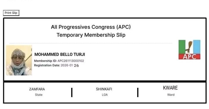 Bandits’ Lynchpin Bello Turji’s APC Membership Card Forged, Says Ruling Party