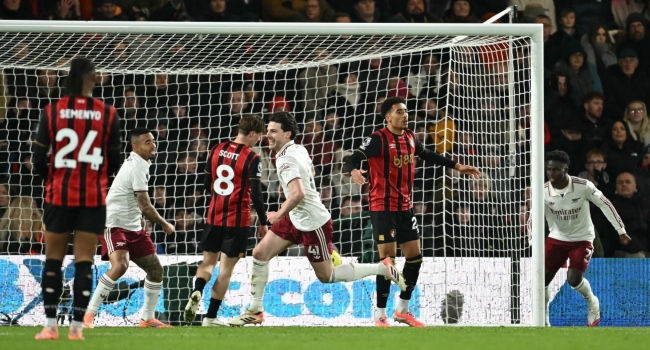 EPL: Rice’s Brace Against Bournemouth Gives Arsenal Six-Point Lead