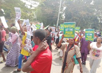 Sack NAFDAC DG Now, Protesters Demand as CUPN Storms Abuja Over Sachet Alcohol Ban