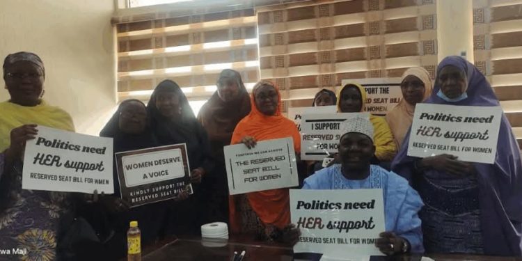 Women at the office of the Chairman House Committee on Women Affairs Ali Abu Albaba Credit: Esha Aliku