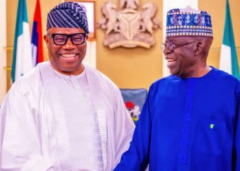“I will Send You to the Other Side to Scatter Them” – Tinubu Jokes with Akpabio at NRS Inauguration