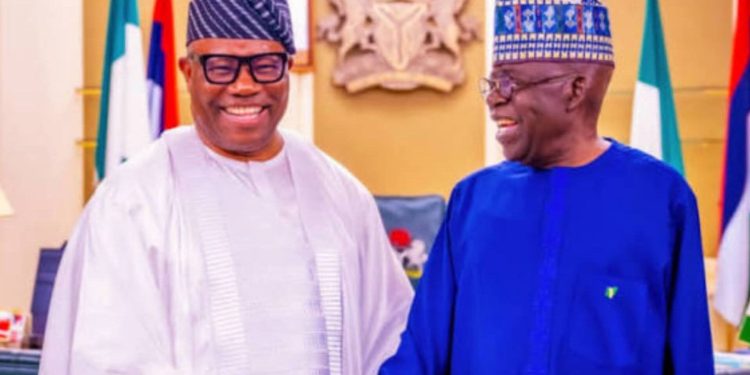 “I will Send You to the Other Side to Scatter Them” – Tinubu Jokes with Akpabio at NRS Inauguration