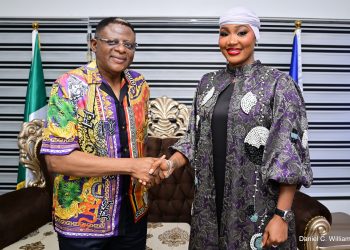 His Excellency, Governor Bassey Otu of Cross River State, with BBNAIJA Star, Sultana, during the latter's courtesy visit.