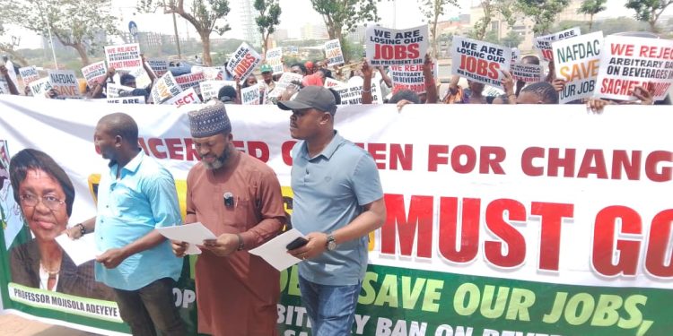 Protesters Demand Sack of NAFDAC DG Over Sachet Alcohol Ban