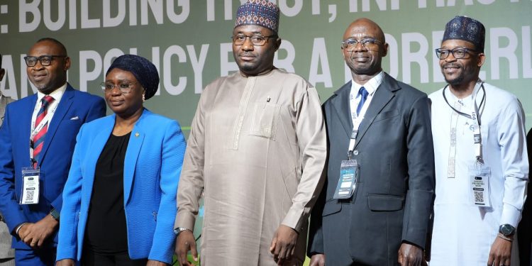 Pic 1. Technical Adviser to the President on Economic and Financial Inclusion, Dr. Nurudeen Abubakar Zauro (M) : Chairman of the Organising Committee of RegTechAfruca Conference and Expo, Cyril Okoroigwe ( L) : Representative of the Governor of Central Bank of Nigeria (CBN), Dr. Rakiya Opemi Yusuf (2nd - L) : Chief GRC Officer, Ibrahim Baba Muhammed (R) and other during 2026 Regtech Africa Conference and Expo at the State House Banquet Hall in Abuja on Wednesday (19-05-2026)