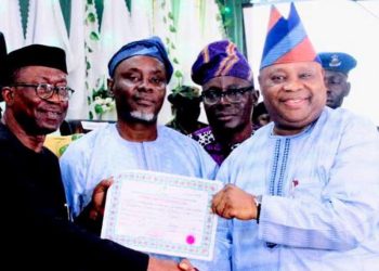 Osun: INEC Presents Certificate of Return to Gov. Adeleke, Deputy