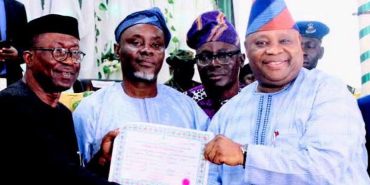 Osun: INEC Presents Certificate of Return to Gov. Adeleke, Deputy